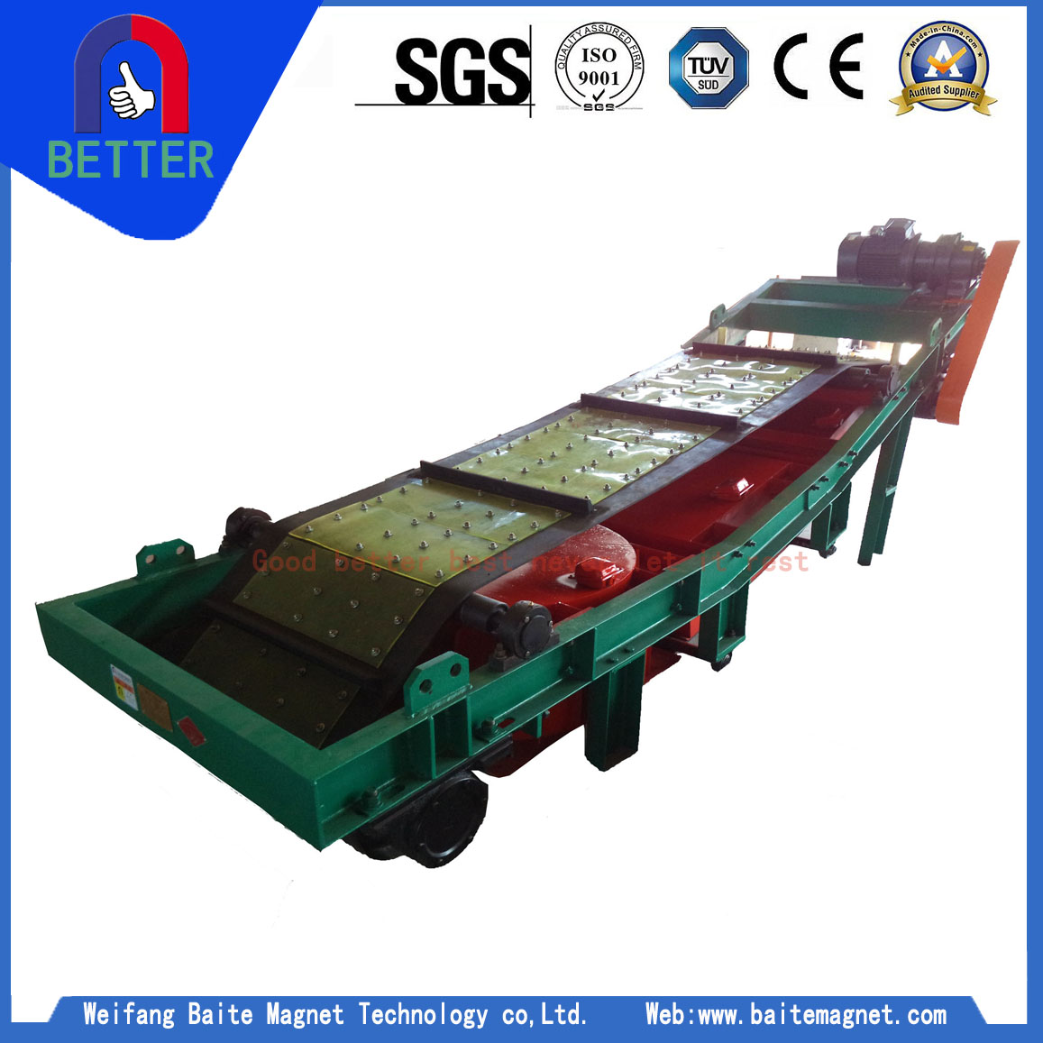 Performance characteristics for BTK magnetic ore iron separator